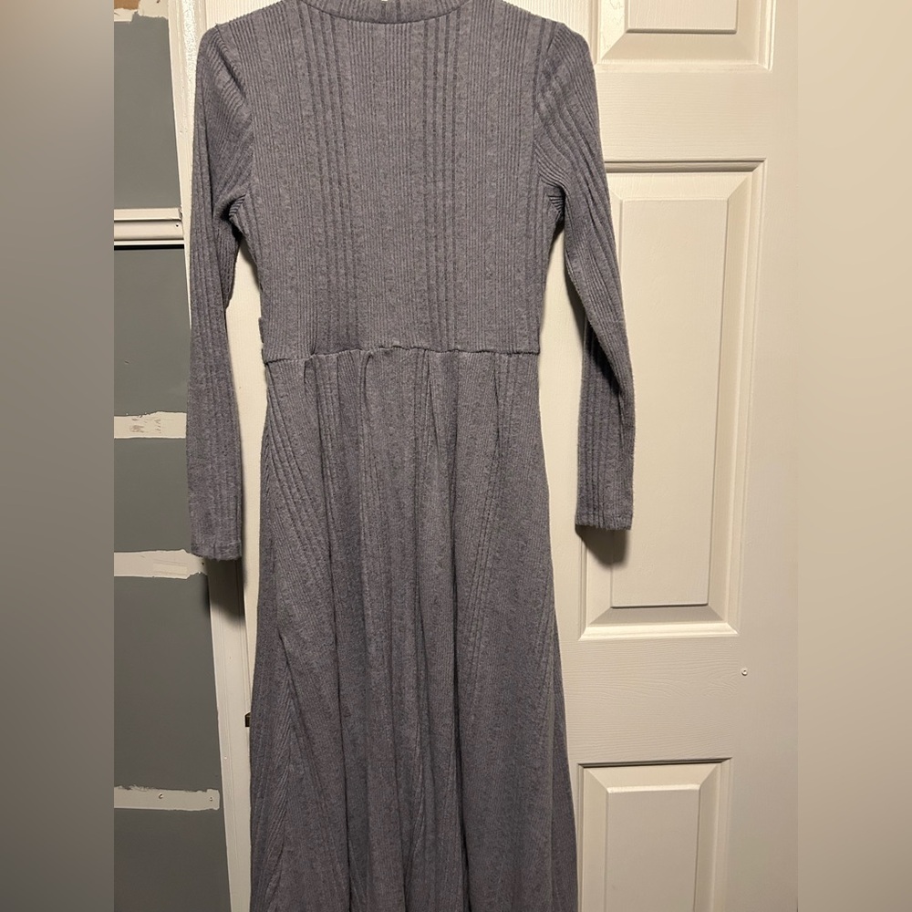 Elegant Iced Purple  Ribbed Knit Dress